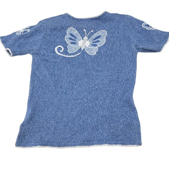 Christopher & Banks Hand Embroidered Vintage Sweater M Short Sleeves Butterflies - Picture 7 of 7